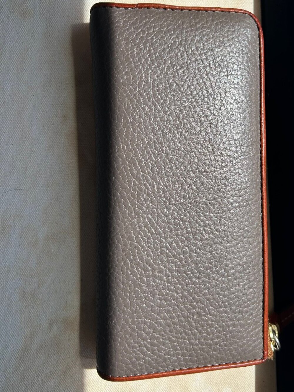 Dooney & Bourke Taupe Pebble Leather Zip Around Wallet - Picture 2 of 5